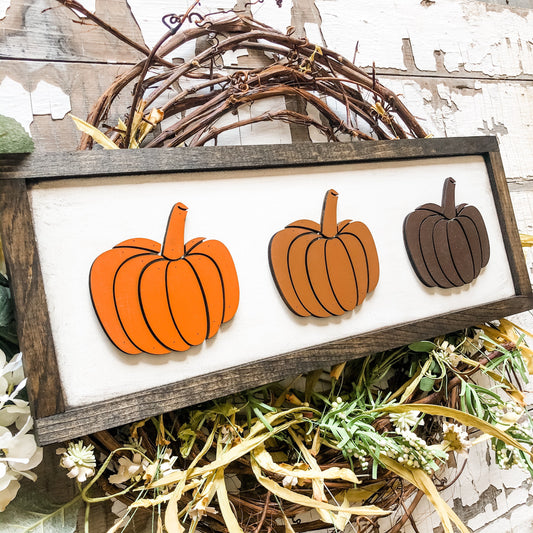 Fall Laser Cut Pumpkins Wood Sign