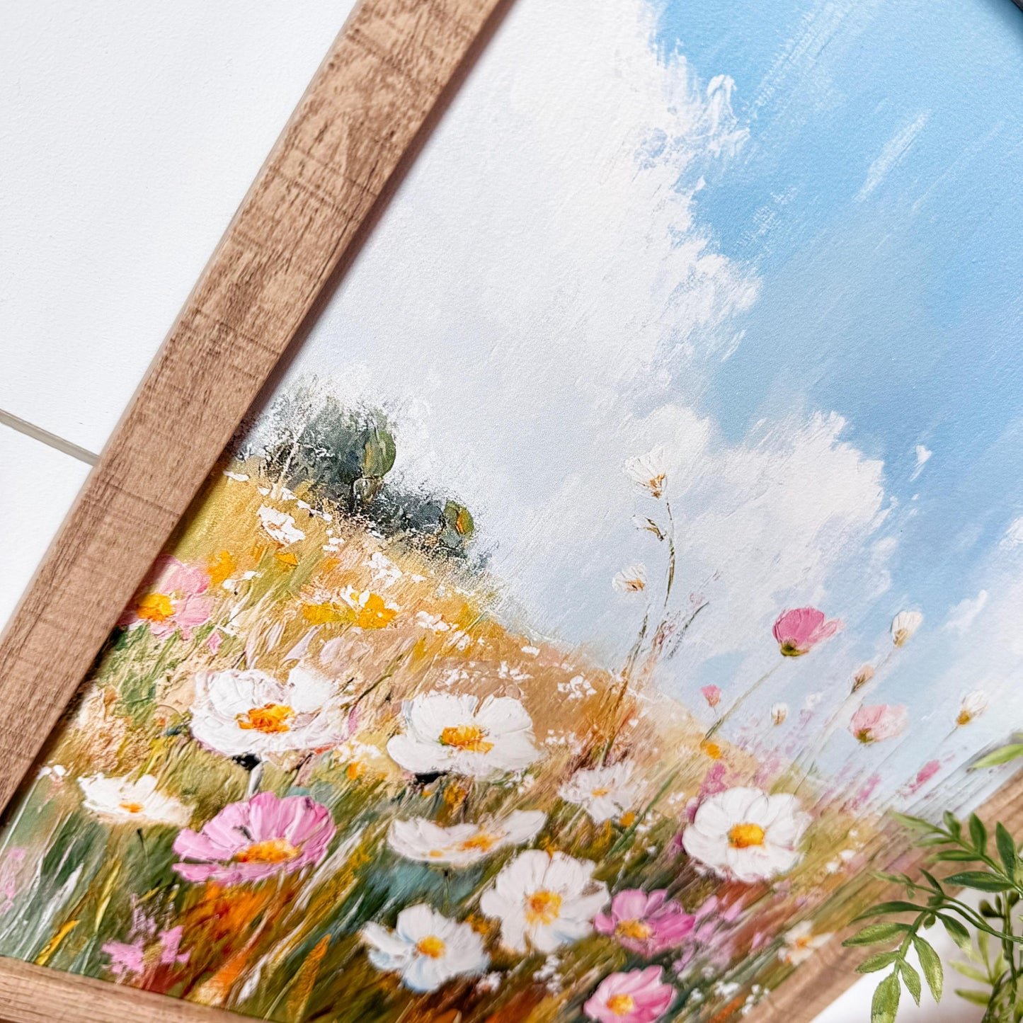 Pink & White Wildflowers Field Wall Art