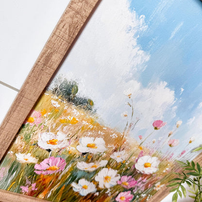 Pink & White Wildflowers Field Wall Art
