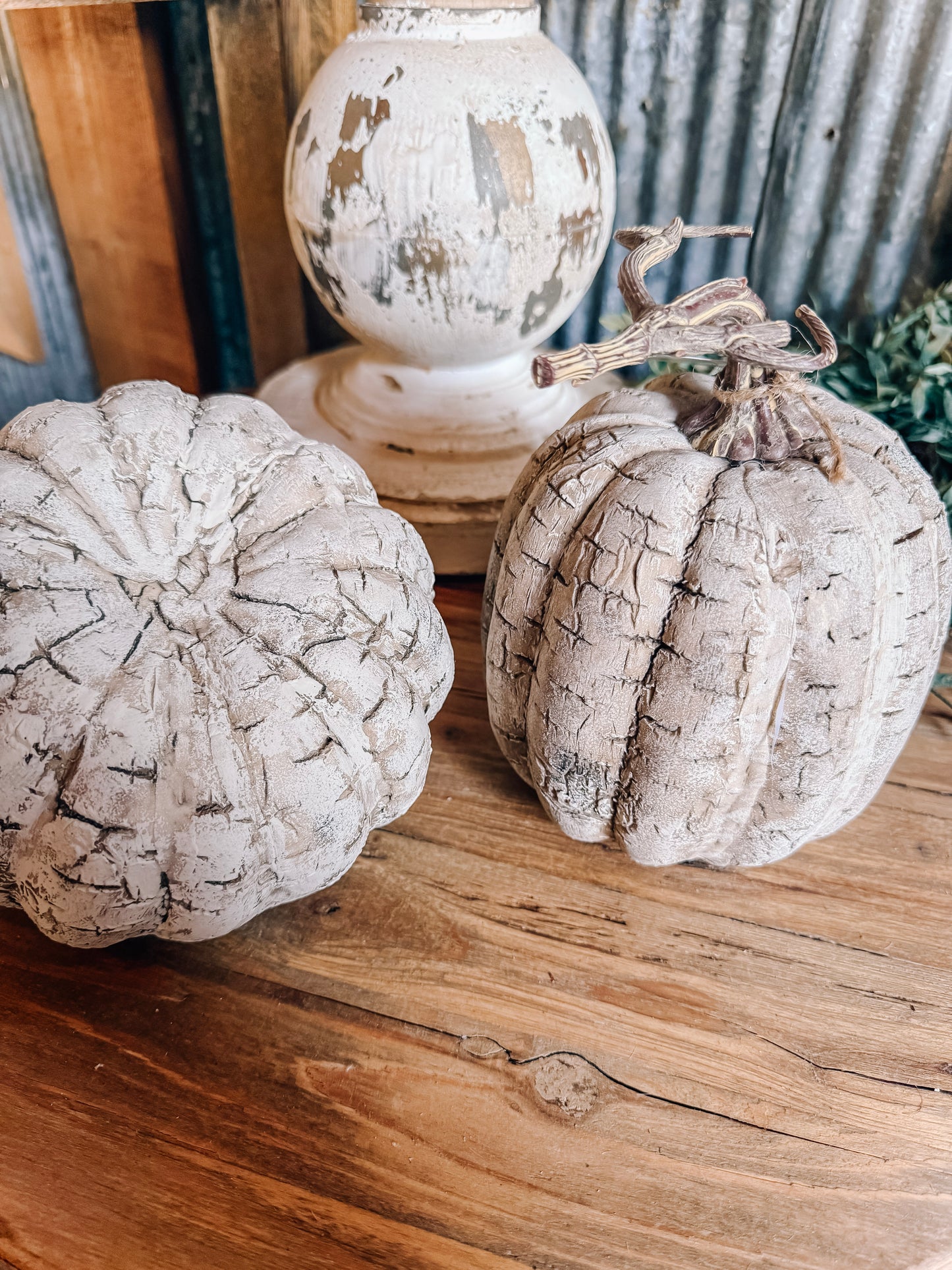 Faux White Birch Pumpkins
