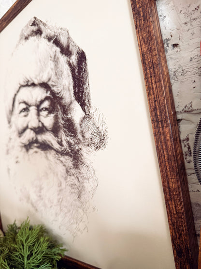 Vintage Black/White Santa Face Sign