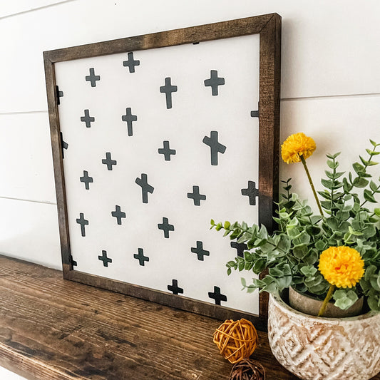 Cross Background Layering Wood Sign