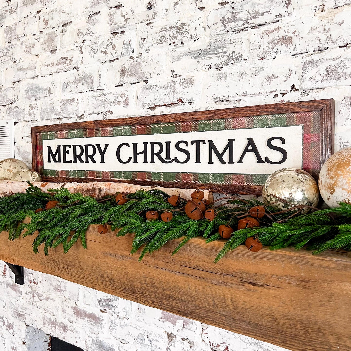 Plaid Merry Christmas Wood Sign