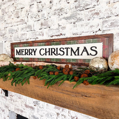 Plaid Merry Christmas Wood Sign