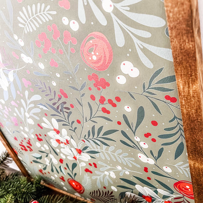 Winter Berry Christmas Floral Layering Sign