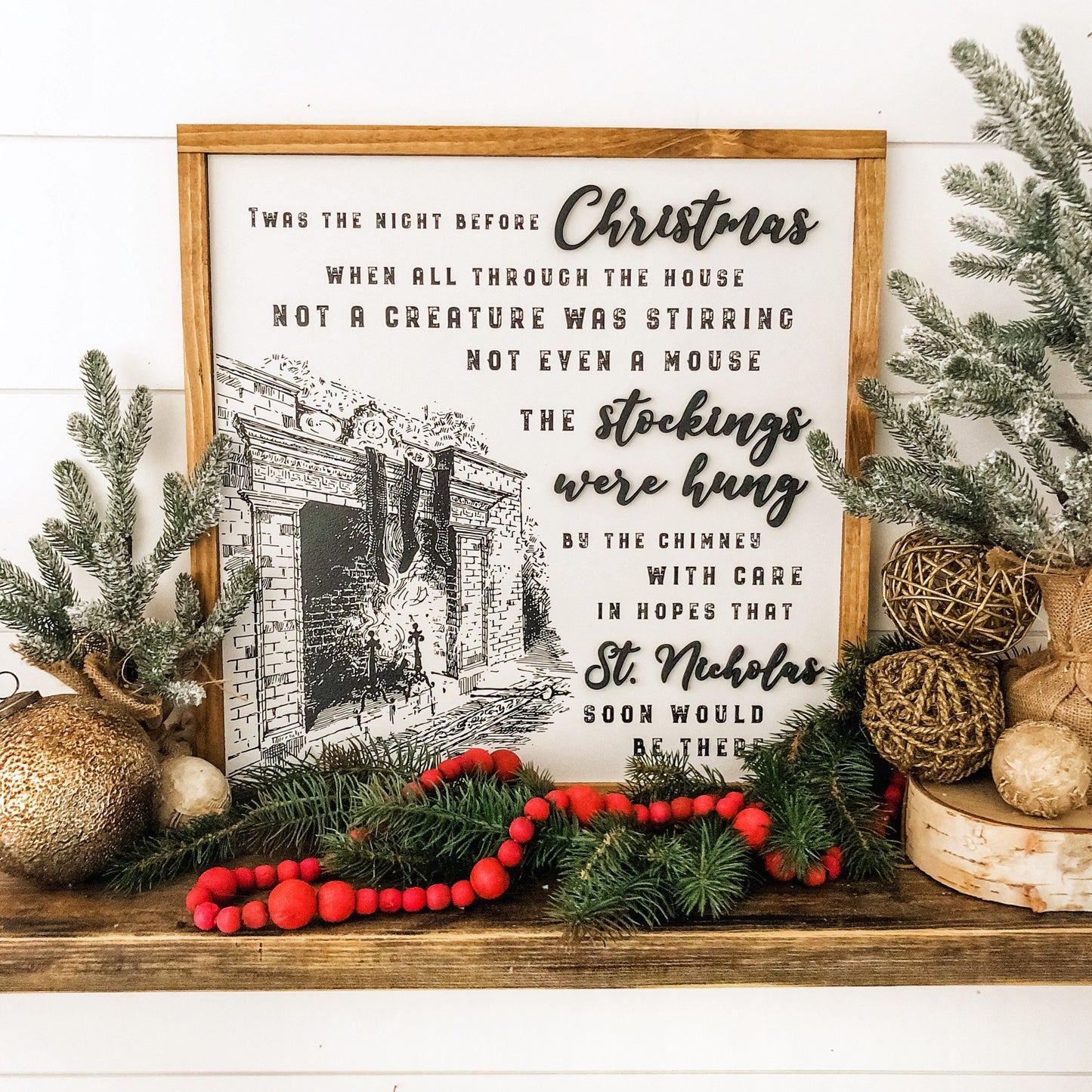 Night Before Christmas Quote Wood Sign