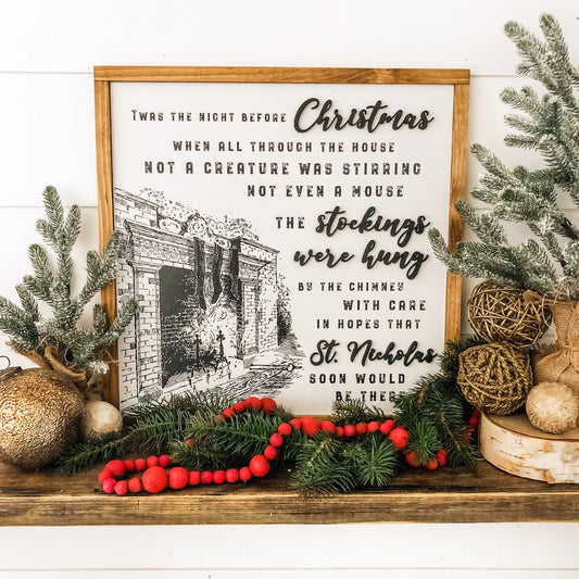 Night Before Christmas Quote Wood Sign