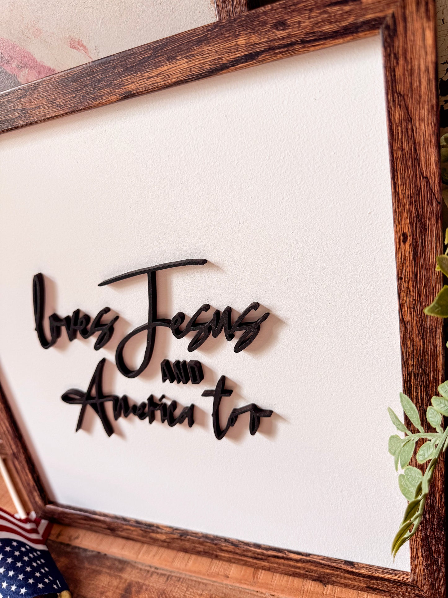 Loves Jesus & America Too Laser Cut Wood Sign