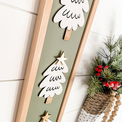 Whimsical Christmas Trees Skinny Laser Cut Sign