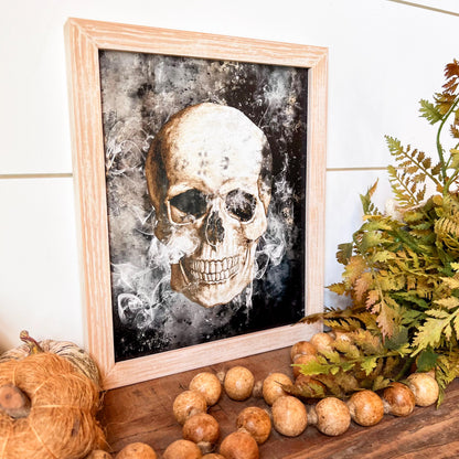 Halloween Skull Wood Sign