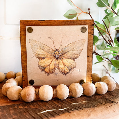 Butterfly Wood Mini Block Sign