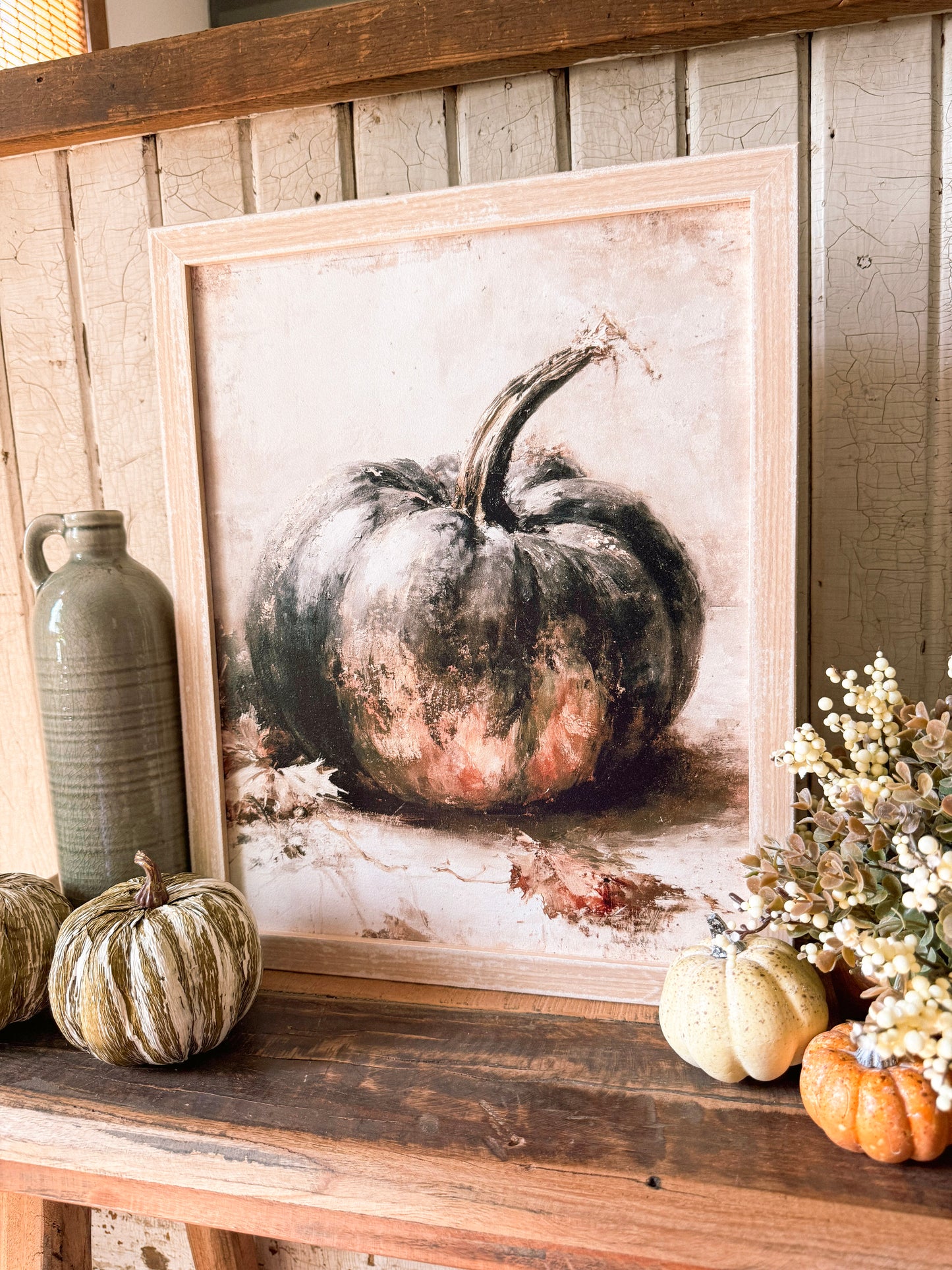 Vintage Pumpkin Still Life Art Print Wood Sign