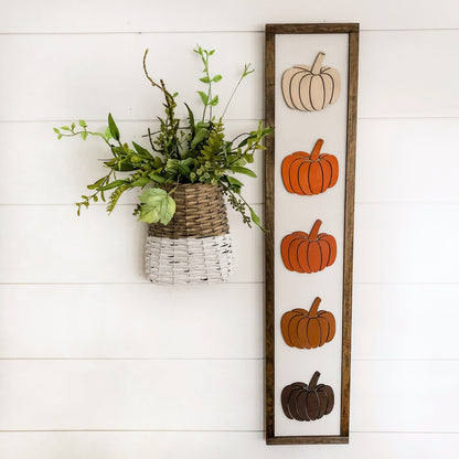 Ombre Orange Pumpkins Skinny Sign