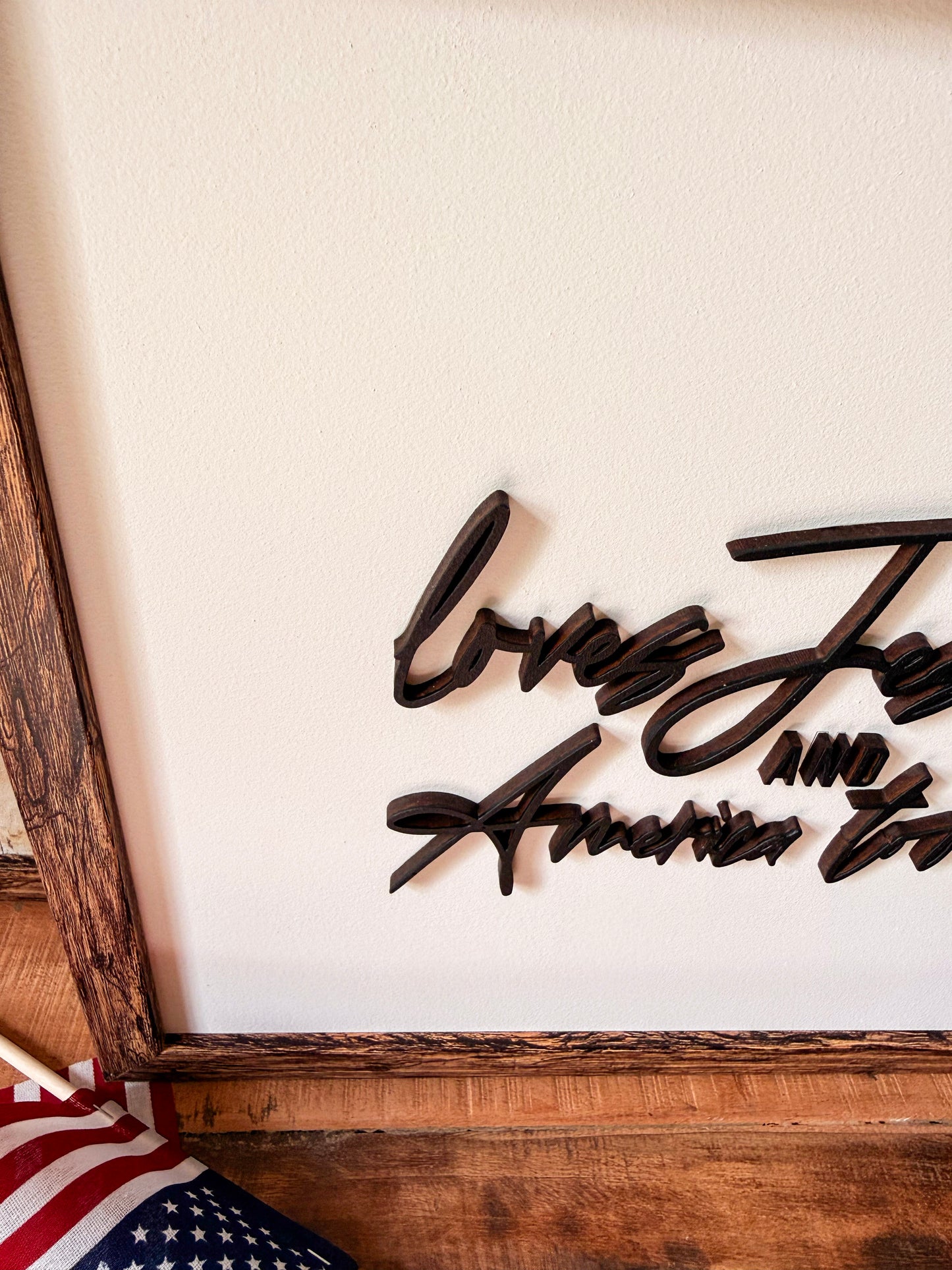 Loves Jesus & America Too Laser Cut Wood Sign