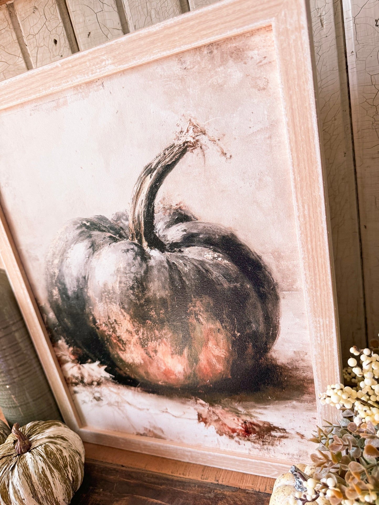 Vintage Pumpkin Still Life Art Print Wood Sign