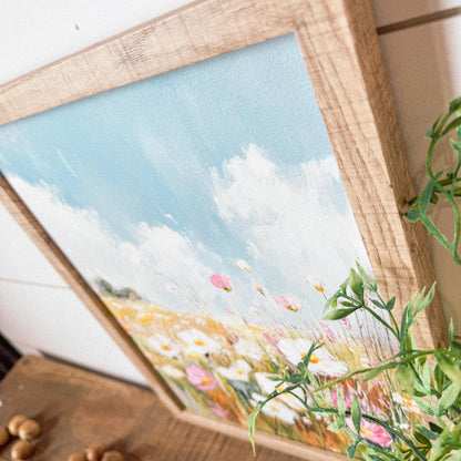 Pink & White Wildflowers Field Wall Art