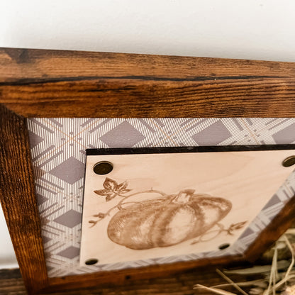 Etched Pumpkin Fall Wood Sign