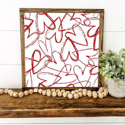 Skinny Hearts Valentines Day Layering Wood Sign