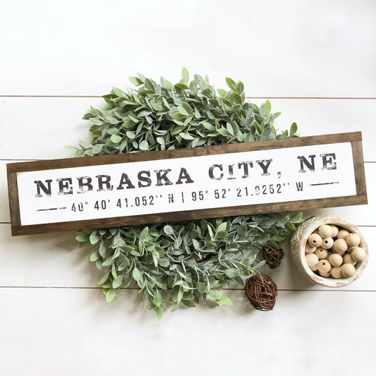 Custom Coordinate Wood Sign