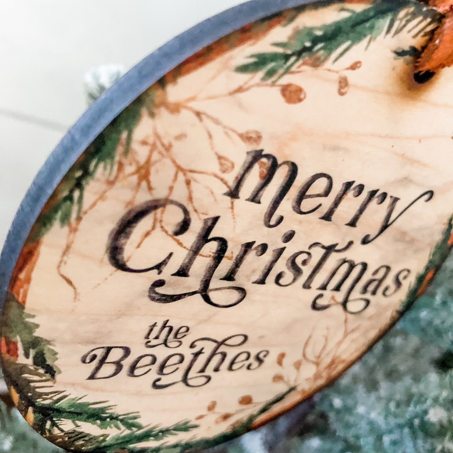 Merry Christmas Last Name Ornament