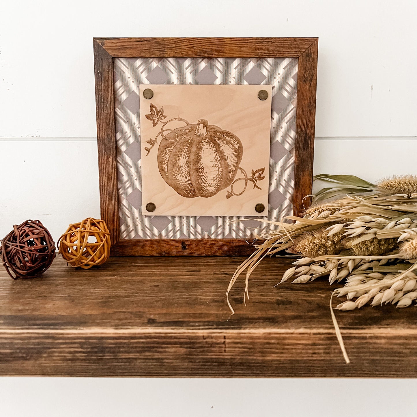 Etched Pumpkin Fall Wood Sign