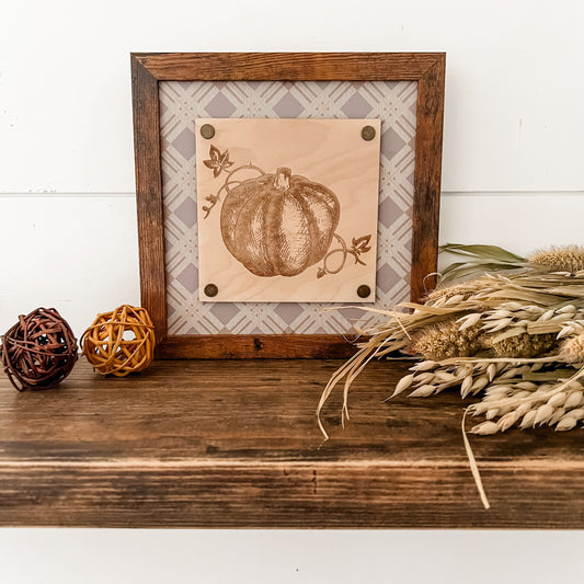 Etched Pumpkin Fall Wood Sign