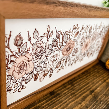 Spring Floral Vintage Pattern Skinny Wood Sign