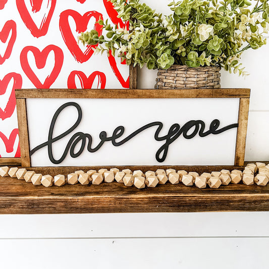 Love You Laser Cut Wood Sign