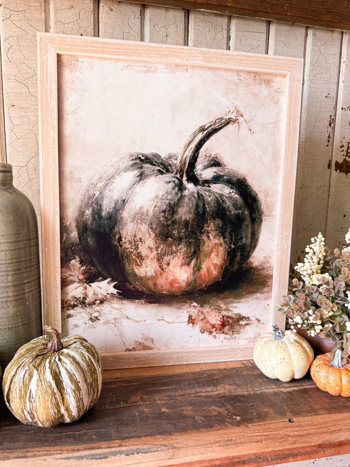 Vintage Pumpkin Still Life Art Print Wood Sign