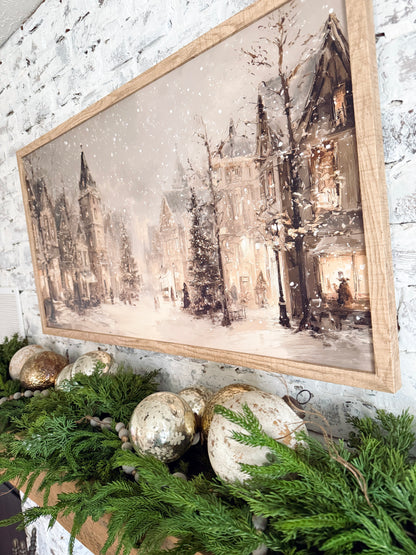 Neutral Winter Village Christmas Sign