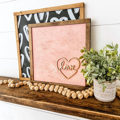 Valentine Chunky Hearts Wood Sign Sign