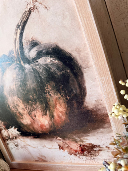 Vintage Pumpkin Still Life Art Print Wood Sign