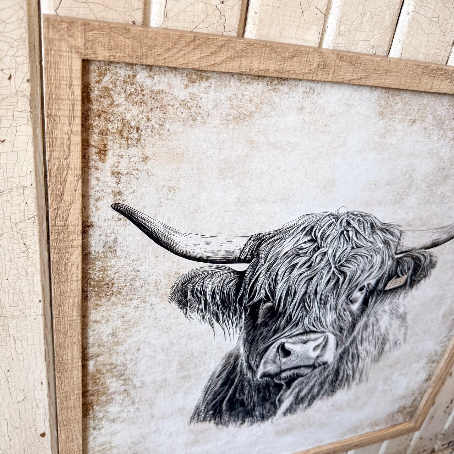 Neutral Vintage Highland Cow Art Print