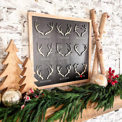Reindeer Names Christmas Wood Sign