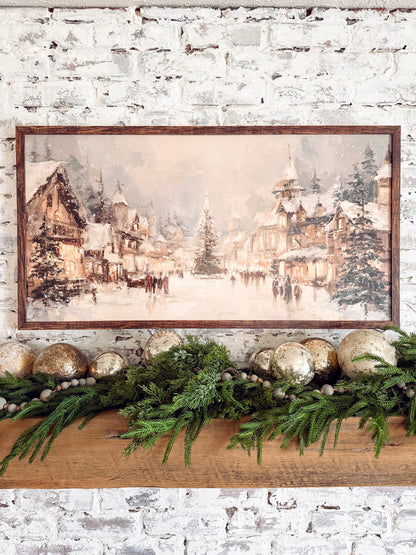 Colorful Winter Village Christmas Sign