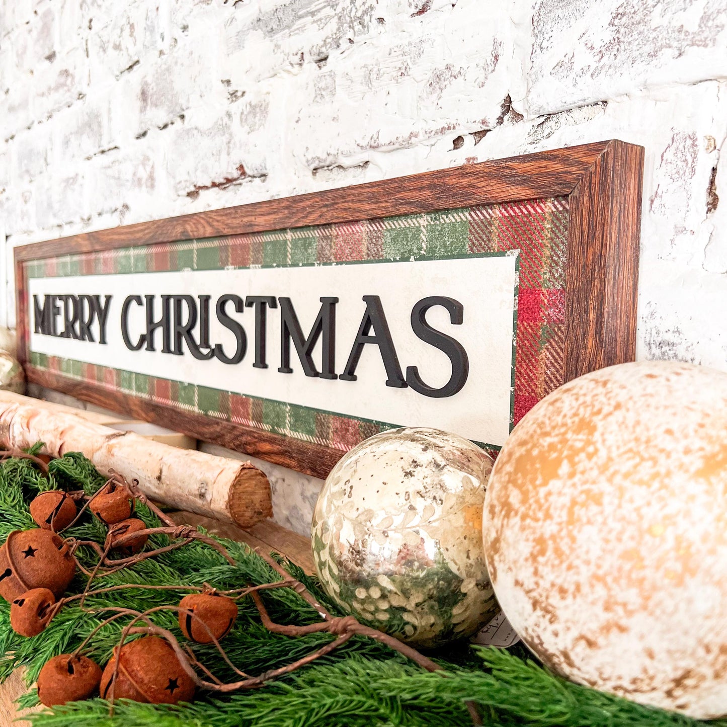 Plaid Merry Christmas Wood Sign