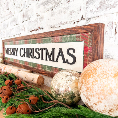 Plaid Merry Christmas Wood Sign