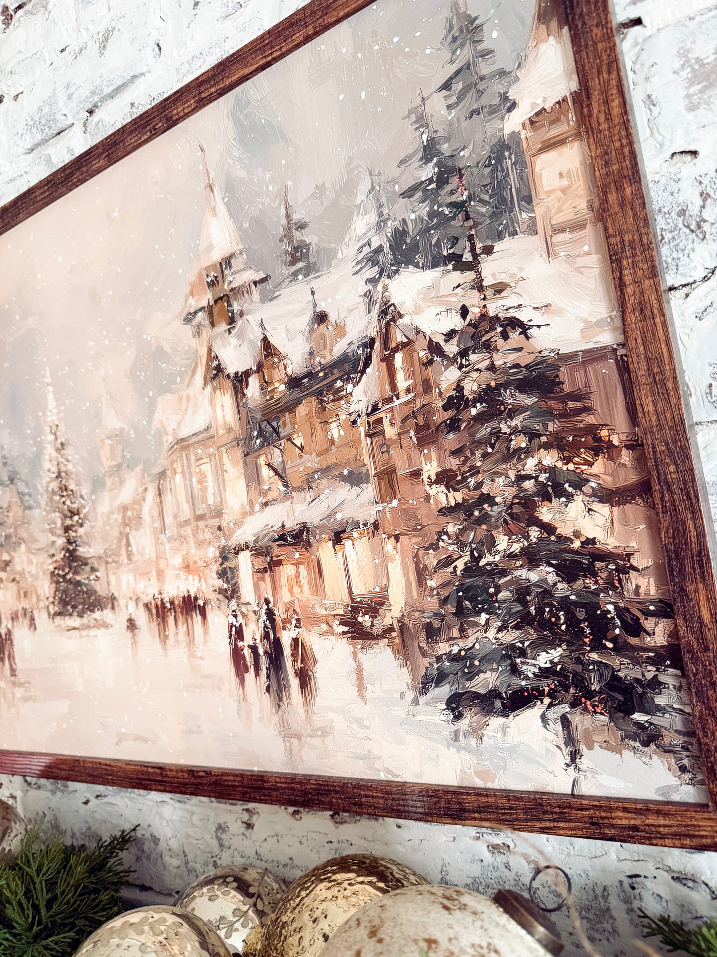 Colorful Winter Village Christmas Sign