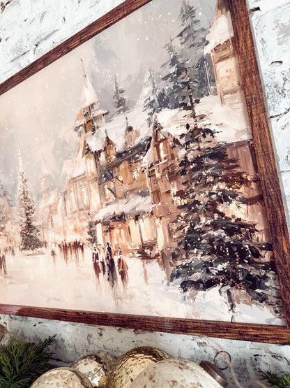 Colorful Winter Village Christmas Sign