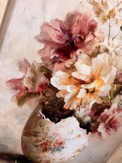 Spring Floral in Vintage Egg Wood Sign