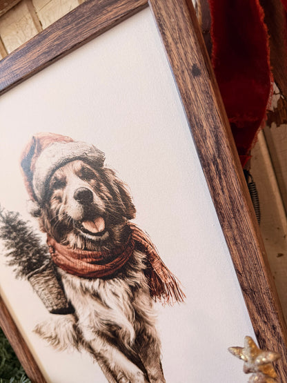 Neutral Golden Retriever Christmas Wood Sign