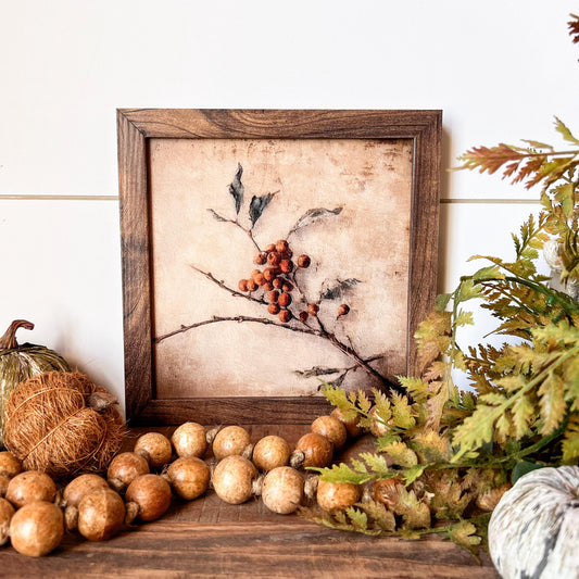 Rustic Twig & Berries Wood Sign