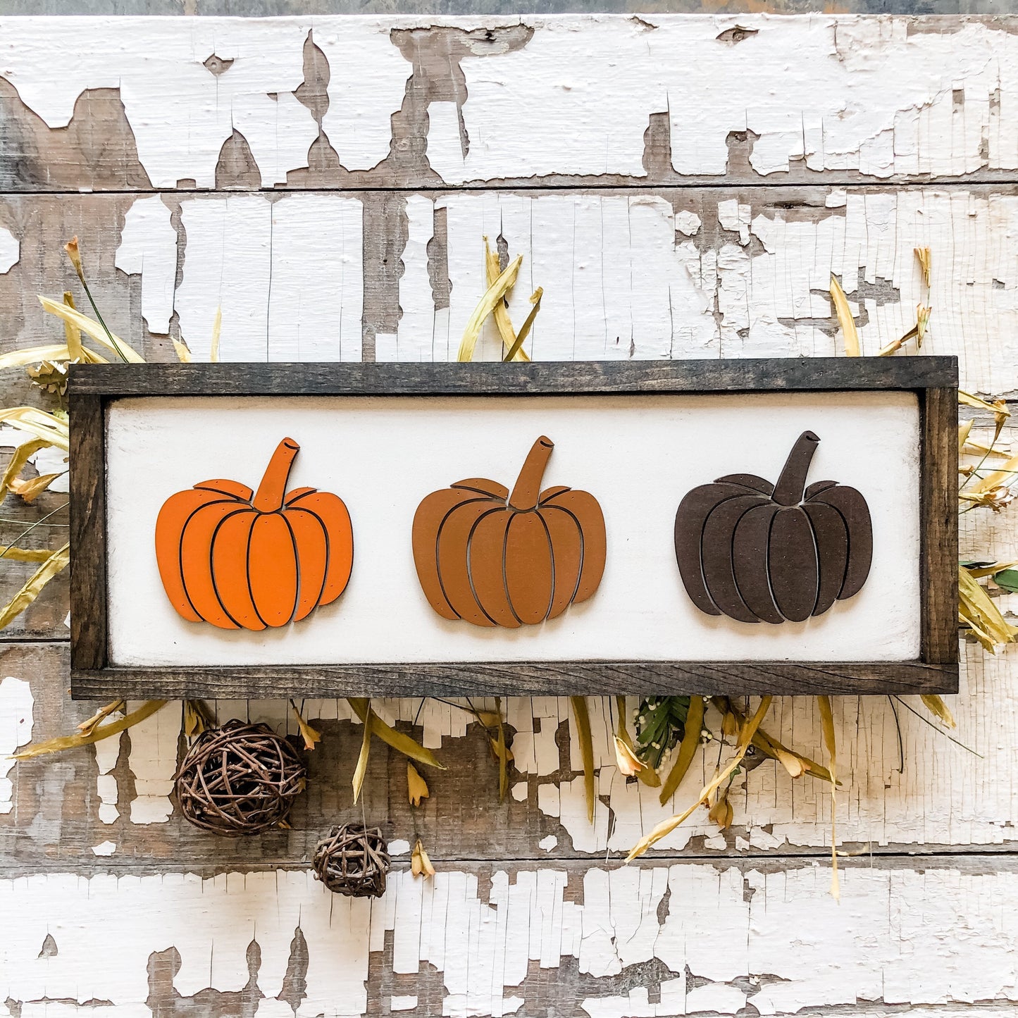 Fall Laser Cut Pumpkins Wood Sign