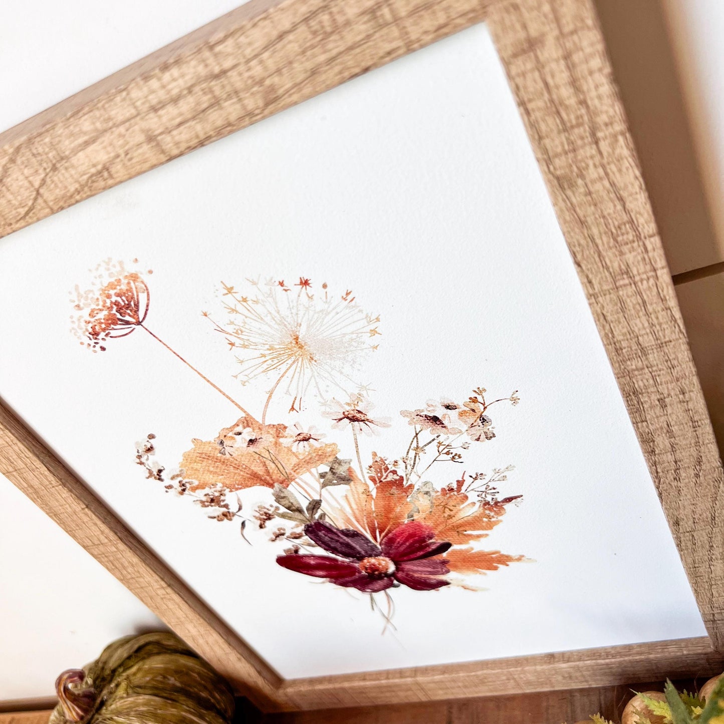 Burgundy Fall Floral Wood Sign