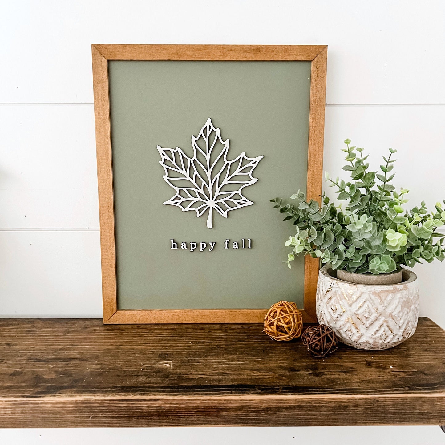 Happy Fall Leaf Wood Sign