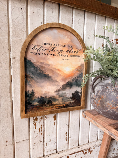 Better Things Ahead Mountain Landscape Framed Arched Print
