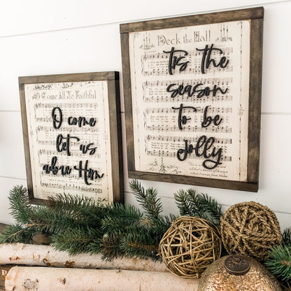 Vintage Christmas Carols Laser Cut Wood Sign