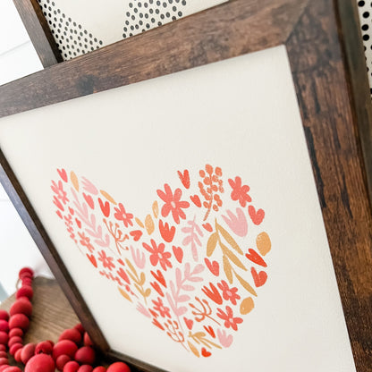 Flower Heart Wood Sign