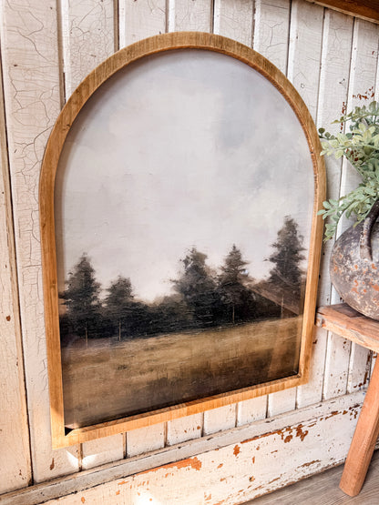 Neutral Vintage Tree Landscape Framed Arched Print