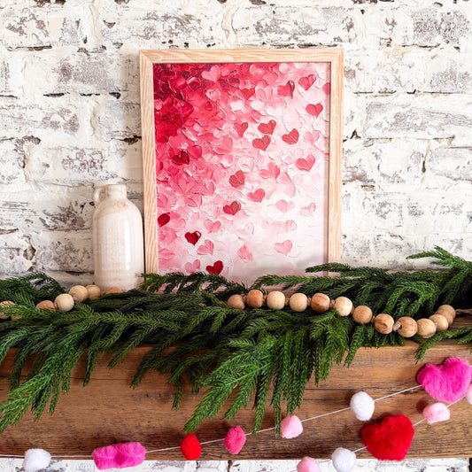 Ombre Pink Hearts Valentines Day Wall Art